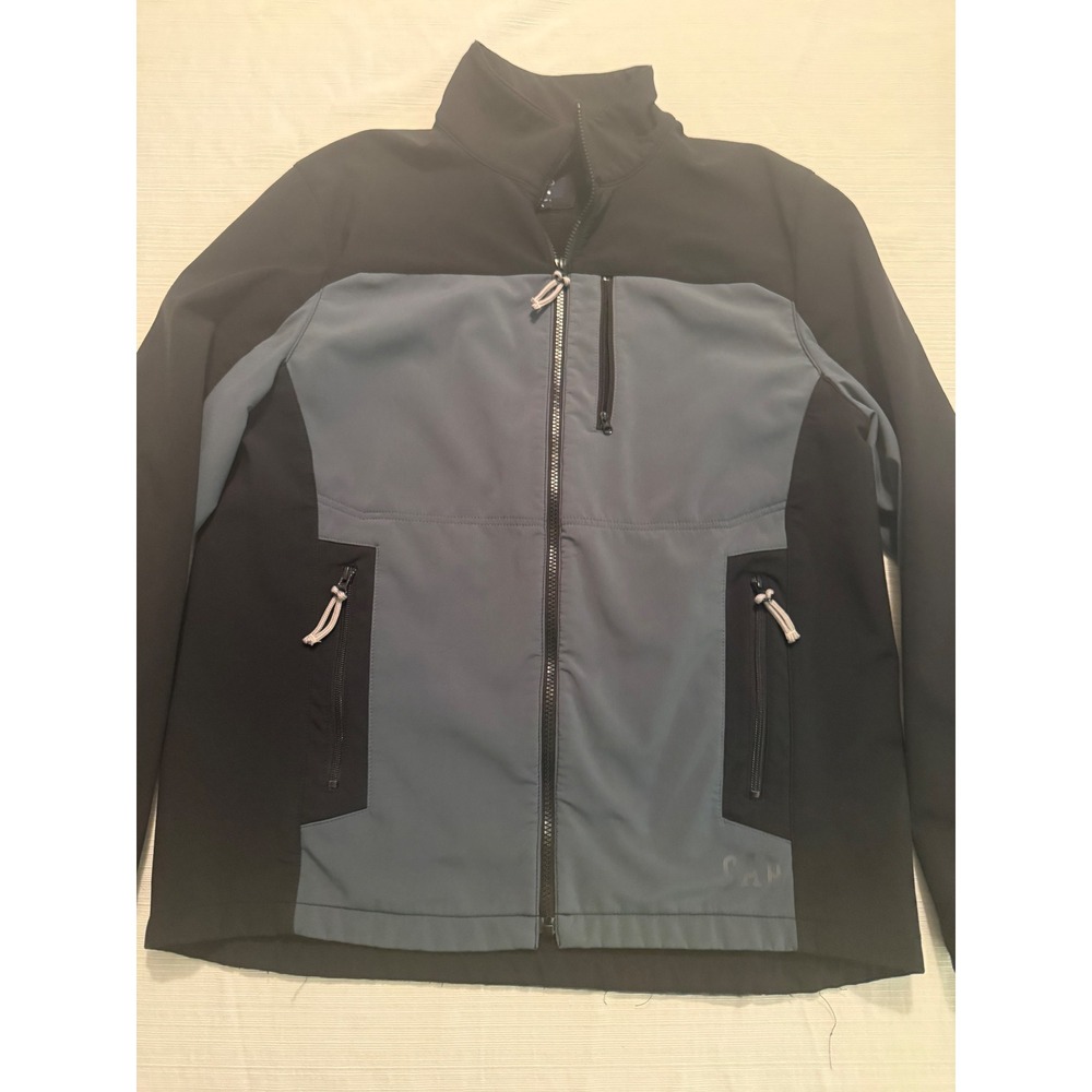 Gap Mens Softshell Jacket Black Grey Full Zip Fleece Lined Colorblock‎ Large